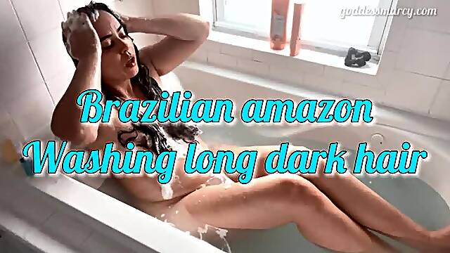 Brazilian washing long dark hair