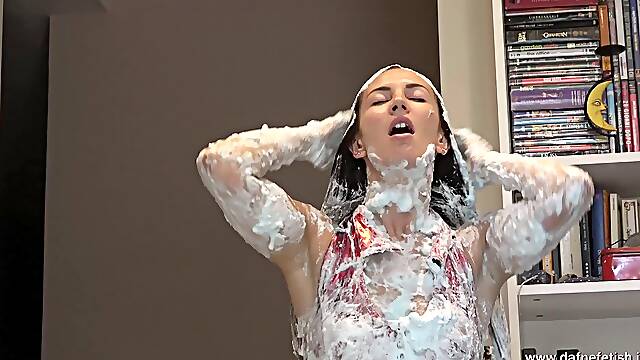 Lilian gets messy with the shaving foam episode 2 (Shaving foam fetish)
