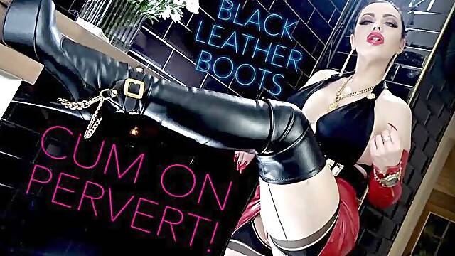 CUM ON PERVERT - Black Leather Boots