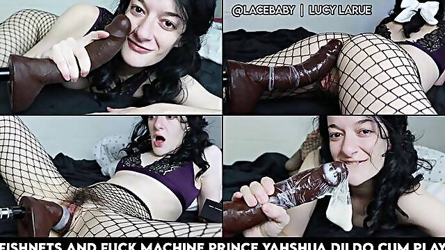 Fishnets and Fuck Machine Prince Yahshua Dildo Cum Play