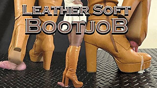 Leather Soft Bootjob in Brown Boots - (Edited Version) - TamyStarly - Ball Stomp, Bootjob,...