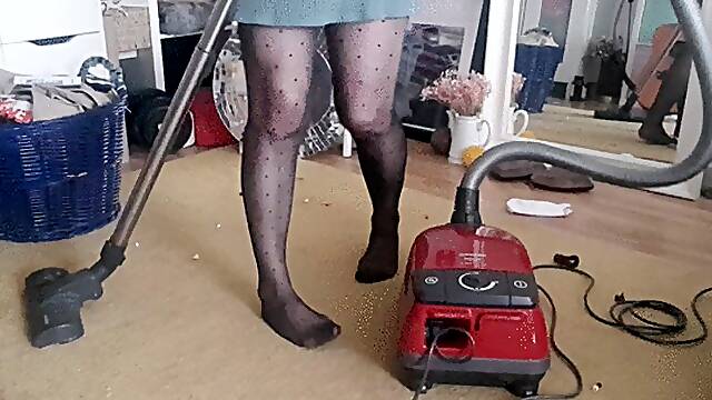 Messy vacuuming, legos, sock, pantyhose and feet