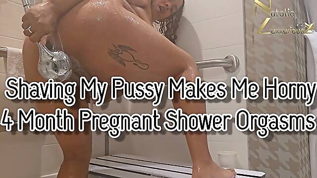 Shaving My Pussy Makes Me Horny Pregnant Shower Orgasms 1080