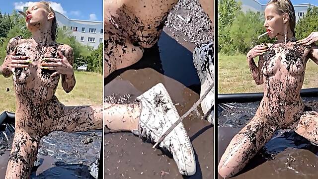 Muddy bath in Nike af while smoking 2 Marlboro 100 at once