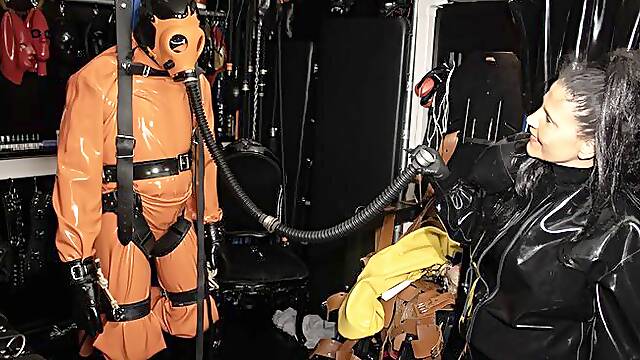 Explosion in heavy rubber bondage Superb Fetish Video