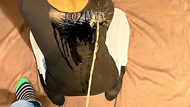 (POV) You’re pissing all over her back while she kneels in front of you in her tight black long-sleeve and jeans (artwork without audio)