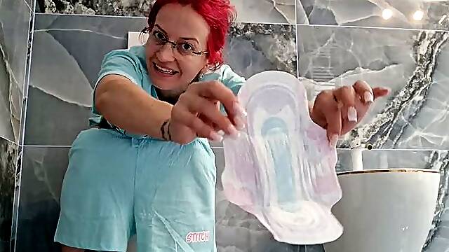 Naughty Bathroom Secret – Pad Bulge Tease & Hidden Routine