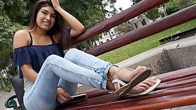 Diana sandals and barefeet in outdoors