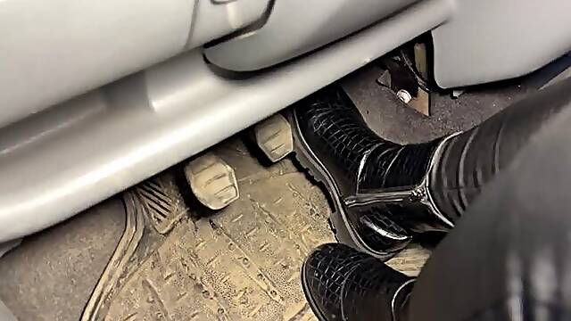 Lucrecia accelerates at full speed in combat boots, rubbing her enormous breasts against the steering wheel.