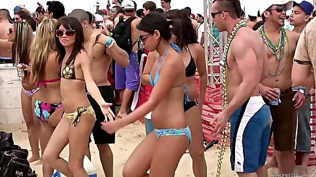 Drunk Babes Go Extremely Wild On A Beach Party Outdoors