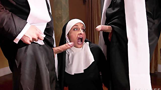 Silvia Saige dresses as a nun loves to eat cum from her lovers