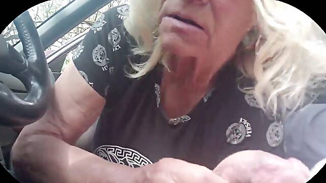 Part 2: Elderly woman gives oral pleasure to shaft in a car