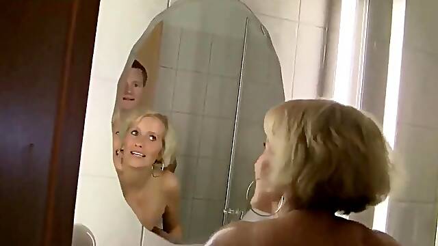 Naughty european milfs enjoy anal creampies in the shower