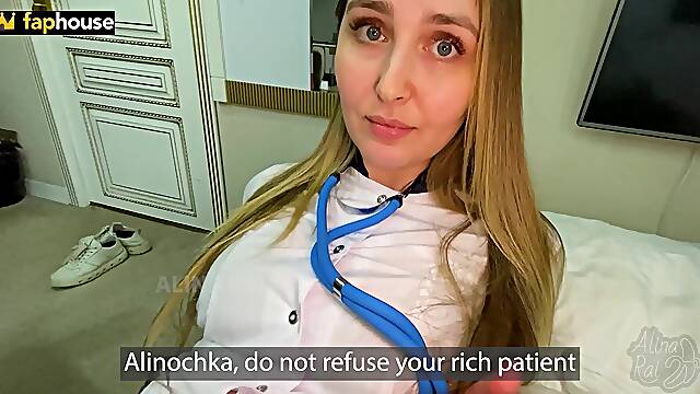 Private clinic patient fucked married nurse in pussy and ass. ...tly, you mixed up the hole, and secondly, I have a husband!