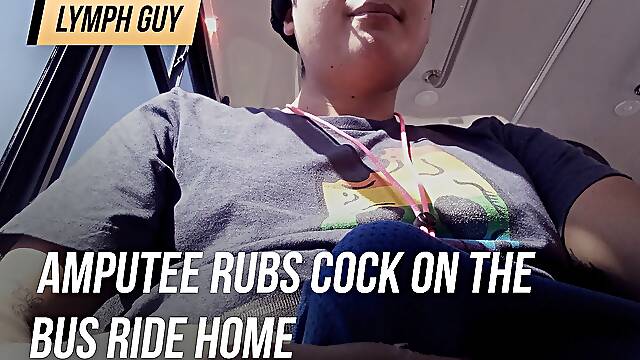Amputee rubs cock on the bus ride home