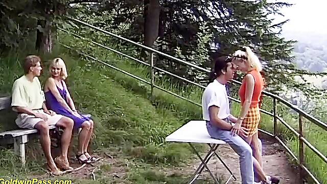 Crazy german couples love to fucking outdoor