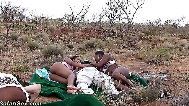 African outdoor safari fuck orgy