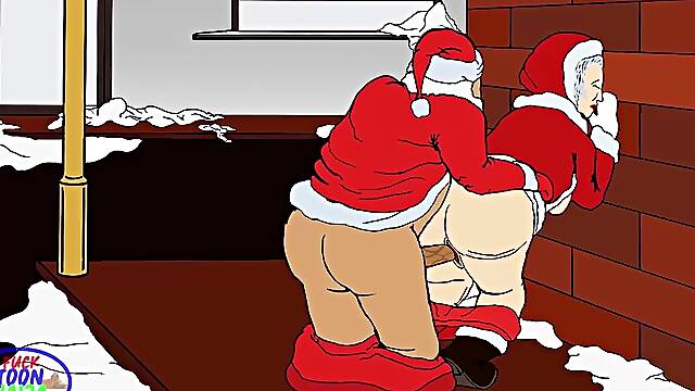 Sex Starved Santa Fucked in Steet by a Brook Hustler Outdoors