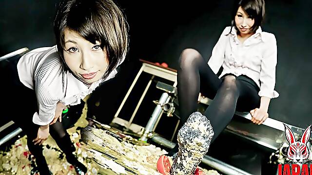 Yua Hidaka's Elegant Food Crush: Decadent Destruction by Black Stockings and High Heels