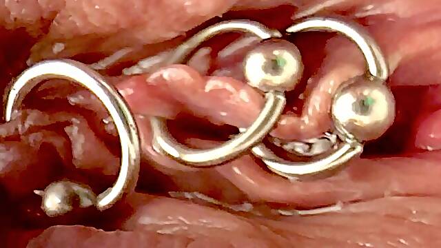 Extreme Close up When I Rubbing My Pierced Clit
