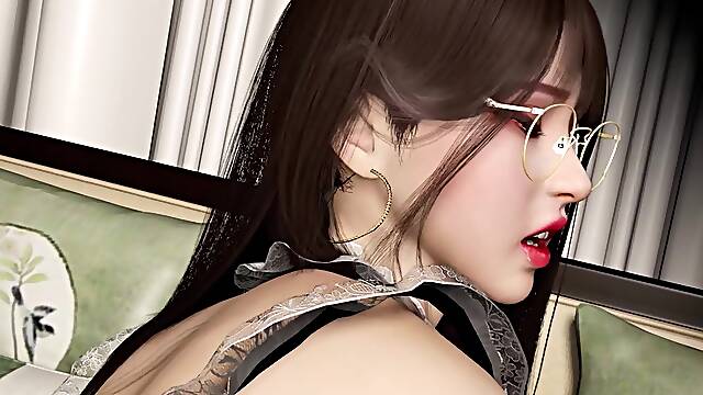 3D Sexy Asian Maid Wearing Cute Dress Got Fucked so Hard