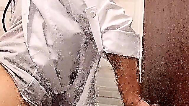 Doctor and Nurse Can't Resist and Have Sex in the Hospital Bathroom During Their Shift