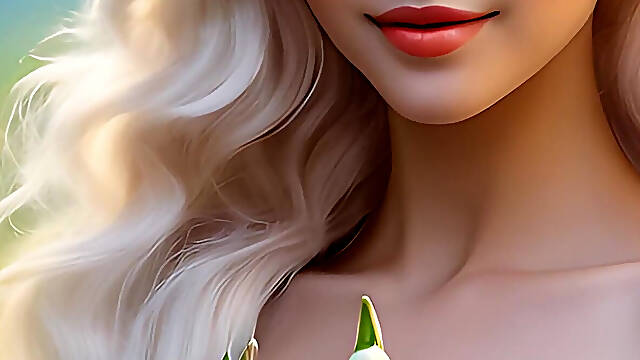 Ai Artistic Nude - Beautiful Woman Holding Snowdrop with Arctic-white Diamond Jewelry