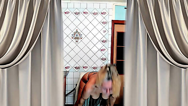 Hot Housewife Lukerya in the Kitchen with Naked Breasts