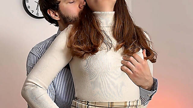 Sensual Office Foreplay Between Boss and Hot Secretary in Black Tights