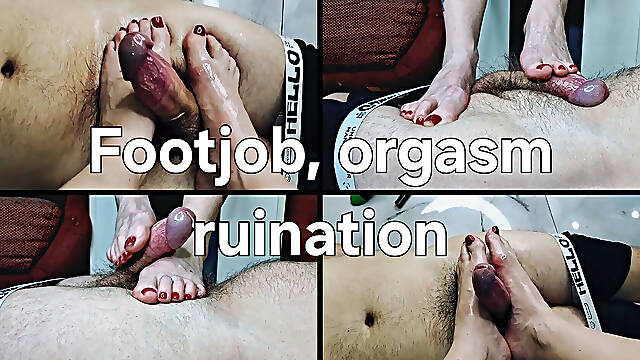 Footjob and Orgasm Ruination.