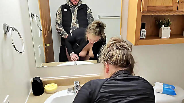 Sneaky Sex with Horny Wife in the Bathroom After Party