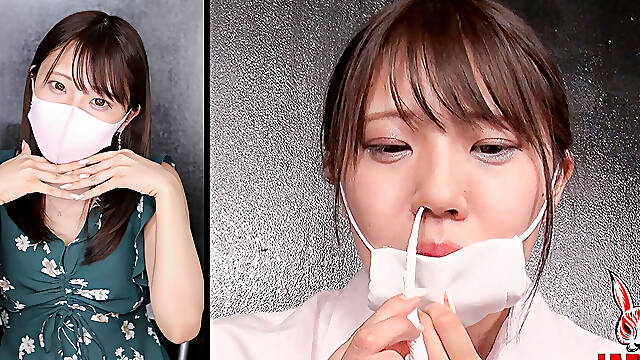 Rurika Misato’s Sneezes Cover Two Masks with Saliva and Mucus. 鼻水