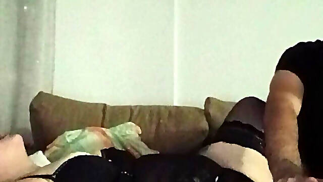 Old man playing with hot blonde milf in stockings nice wet pussy