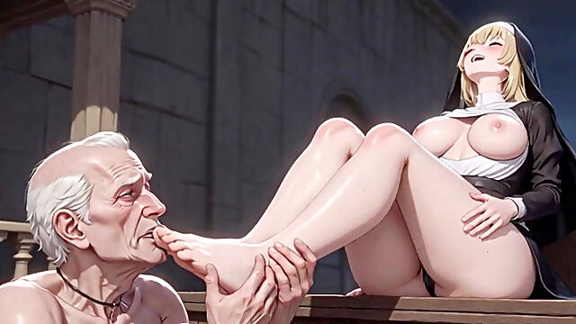 Forbidden Nun Foot Domination - Priest Slave Extremely Aroused