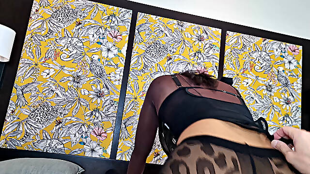 POV Julia Kate Black Nylon Leopard Fetish Sex