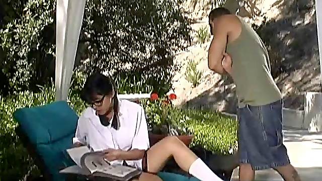 Outdoor dick sucking with tattooed Asian Mika Tan and her neighbor