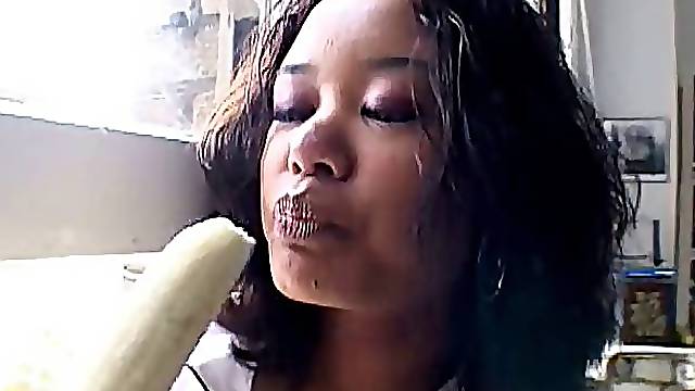 Dazzling ebony teen with natural tits getting her anal fingered then giving her guy blowjob in pov shoot