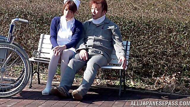 Outdoor dicking in the park with a horny Japanese nurse - HD