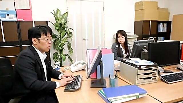 Sweet Japanese chick Kaho Mizuzaki rides a dick in the office